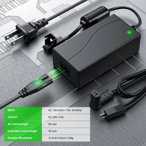 Electric Couch Power Recliner Adapter 29V 2A Power Supply For Most Lift Chairs And Recliners With 2 Pin Flat Round Plug, Plug And Play, Safe retrofit