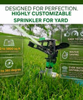 Pulsating Impact Sprinklers For Yard, Lawn And Garden, Adjustable Spray Coverage From 80 To 5800 Sq Ft in action on grass