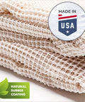 Folded Natural Non Slip Rug Pad For Hardwood Floors And Hard Surfaces Low Profile 2 Ft X 6 Ft with USA and natural rubber signs