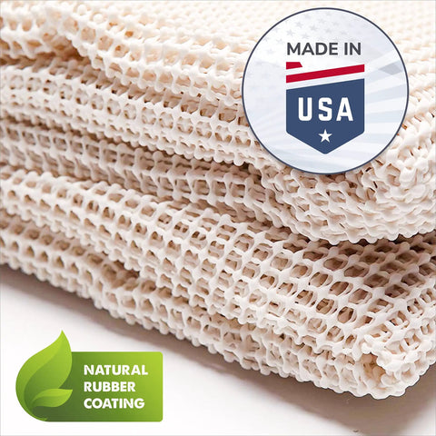 Folded Natural Non Slip Rug Pad For Hardwood Floors And Hard Surfaces Low Profile 2 Ft X 6 Ft with USA and natural rubber signs