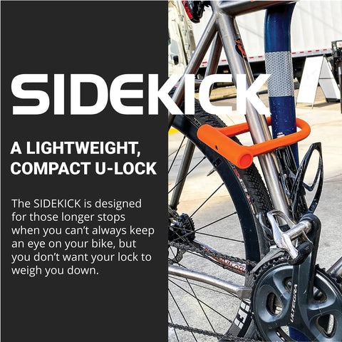 Compact U-Lock For Bikes With 12mm Hardened Steel Shackle Anti Rotation Deadbolt Ultra Lightweight And Portable Sidekick Security Lock For Urban Rides And Daily Commutes on bike frame