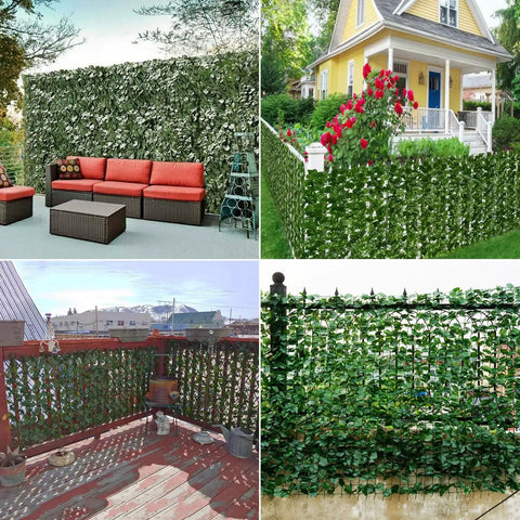 Realistic Ivy Privacy Fence Screen 120x40 Inch For Balcony Outdoor Decor with faux vines on balconies and gardens