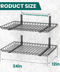 Garage Wall Shelves 12 By 24 Inch Heavy Duty Metal Wall Mounted Storage Shelf Set 2 Pack Black Rust Resistant Finish