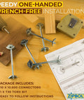 Heavy Duty Joint Connectors For Countertops And Butcher Blocks, Total Game Changer For Quick Wood Assembly, No Sweat One Hand Install With Included T30 Torx Bit, Knockout Strength Kitchen Worktop Binder, 10 Pack with connectors and installation tools.