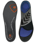 Men's AIRR Orthotic Insoles Full Length Gel Shoe Inserts For Low Arches And Flat Feet Ideal For Walking Running And Cross Training Reinforced Arch Support Plate For Motion Control SKYDEX Cushions In Heel And Arch COOLMAX Moisture Wicking showing top and bottom views with black and blue accents.