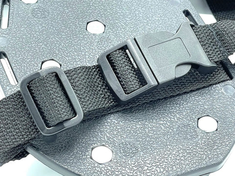 Close-up of strap on Pro Grade Spiked Over Shoes For Screeding And Aeration, 25mm Spikes, Snap Strap Secure Fit, Size UK 8 / US 9 / EU 42