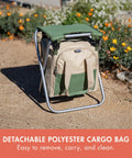 Garden Kneeler And Seat Folding Bench With Detachable Tote Organizer for Weeding and Yard Work, olive green, beige accents.