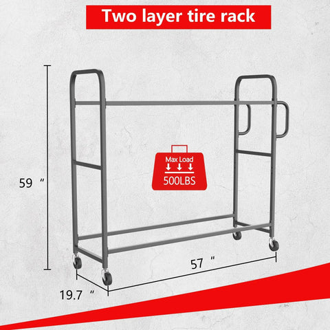 Heavy Duty Tire Rack With Adjustable Crossbars And Slick Swivel Casters Real American Heavy Lifter For Garage Organization Featuring Reinforced Carbon Steel Build Supporting Up To Five Hundred Pounds Hassle Free