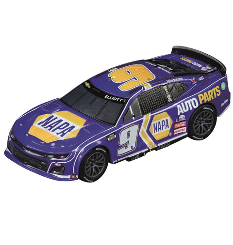 Purple NASCAR car with NAPA Auto Parts logo for Talladega NASCAR Slot Car Race Set With Electric Power Includes Two Cars And Two Hand Controllers 1 43 Scale Epic High Speed Action For Kids And Families Realistic Racing Fun And Track Customization