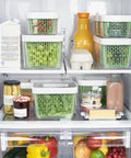 Keep It Fresh 1.6 Quart Food Storage Container with Airflow Basket, Adjustable Top Vent, and Replaceable Carbon Filter in fridge