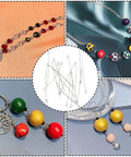 Open Eye Pins for Jewelry Making 304 Stainless Steel 24 Gauge 0.6x20mm Silver 600 Pcs Box Great for Beading Earrings Necklaces Bracelets Dangles Charms and DIY Findings showing finished beaded jewelry