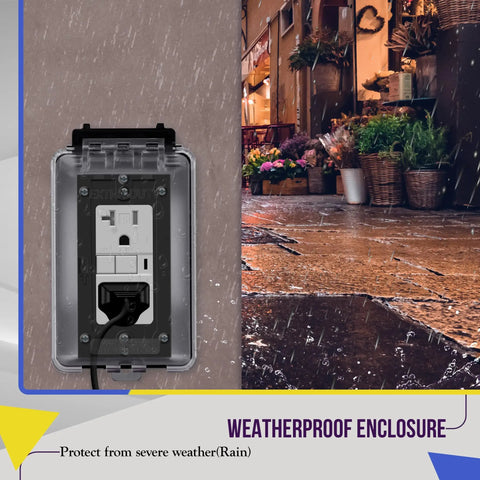 Extra Duty Outdoor Outlet Cover For In Use Weatherproof Decorator GFCI Receptacle Enclosure With Clear Cover 1 Gang