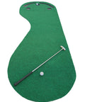 Grassroots Par Three Putting Green 9 Feet By 3 Feet With Kidney Shaped Surface PET Resin Made In USA with putter and ball