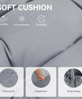 Close-up of soft cushion for Hangin' Egg Chair With Stand, Wicker Rattan Swing Chair With 360 Degree Swivel, Grey.