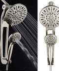 Crazy High Pressure Shower Spa Combo With 48 Modes Three Way Showerheads Adjustable 18 Inch Extension Arm Brushed Nickel Finish