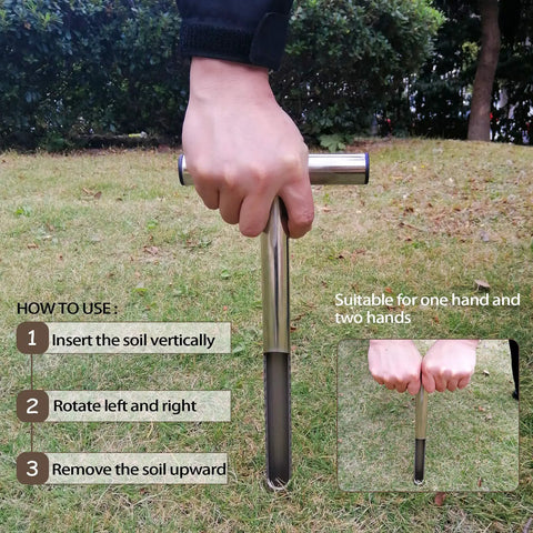 Using 12 Inch Stainless Steel Soil Probe With T Handle And Two Reusable Sample Bags A DIY Pro Grade Soil Test Kit for lawn care