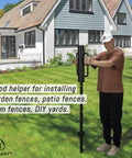 Person using Heavy Duty Fence Post Driver With Ergonomic Handle 12 Lb Post Pounder Rammer For Wooden Posts U Channels And Fence Posts.