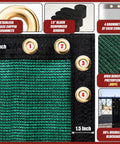 Five Foot By Fifty Foot Poolside Privacy Screen For Fences Heavy Duty Windscreen With Bindings And Grommets Delivers Ninety Percent Blockage While Letting Breezes Through A Breathable Mesh Includes Cable Zip Ties And Is Available In Custom Sizes, showing brass grommets and binding details.