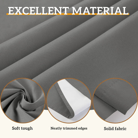 Close-up of Pack Of 4 Blackout Curtain Panels 37x84 Inches Charcoal Grey Lightweight Thermal Insulated Grommet Drapes