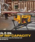 Built Like A Tank Portable Table Saw Equipped With Sturdy Rolling Cart And Premium Steel Blade delivering lightning fast cuts for plywood.