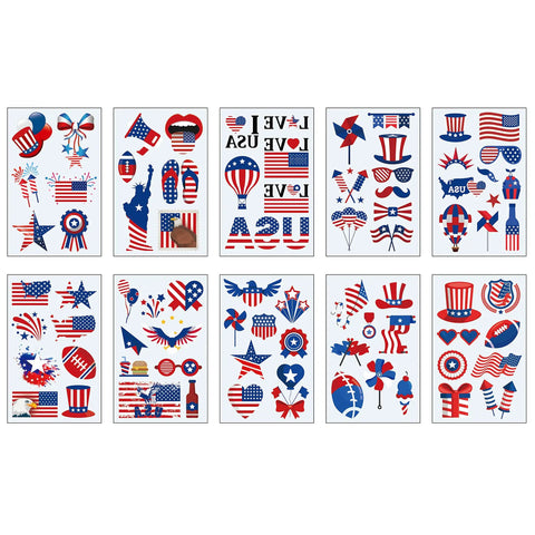 Fourth Of July Temporary Tattoos 90 Piece Set With Patriotic American Flag Fireworks Eagles Red White Blue Fake Tattoo Stickers For Independence Day Party Favors Memorial Day And Labor Day Celebrations.