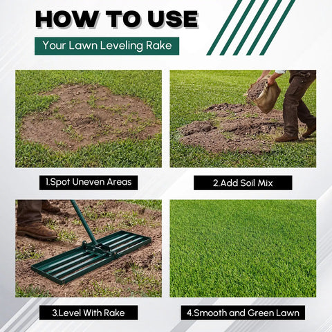 How to use Heavy Duty Lawn Leveling Rake With 30 By 10 Inch Ground Plate And 72 Inch Adjustable Handle Leveler Tool
