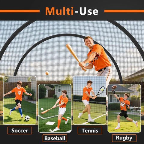 Backyard Baseball And Softball Batting Cage 20 Ft Long 13 Ft Wide 9 Ft High Fully Enclosed With Frame 1.25 Inch Mesh Net