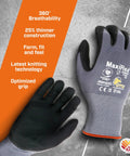 Grippy Foam Nitrile Palm Coated Work Gloves With Knit Wrist For Dirt And Debris Protection, Great Oil Grip, Gray Large Pair