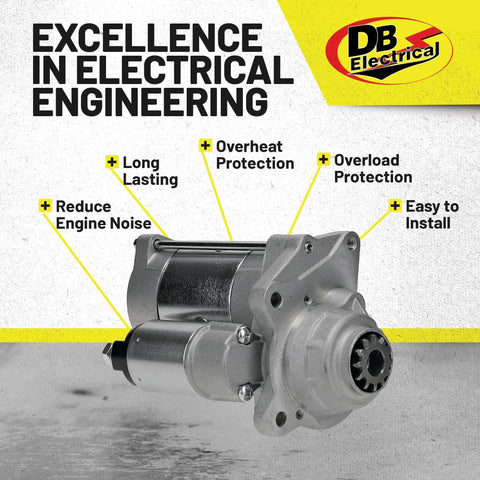 Heavy Duty 12V Starter For Ford F250 F350 F450 F550 Super Duty 2011 2018 6 7L Diesel Replacement 12 Tooth CW Rotation Truck Ready OSGR 3 KW With OEM Cross References BC3T-11000-AB BC3Z-11002-A SA-1004 6696 with DB Electrical branding and feature highlights.