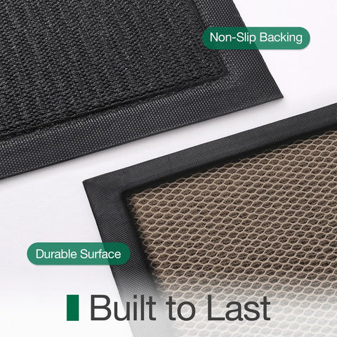 Close-up of Hello Door Mat 17x30 No Slip Durable Rubber Entrance Doormat showing non-slip backing and durable surface.
