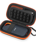 Rugged Hard EVA Case For SanDisk Extreme Pro And SanDisk Extreme Portable External SSDs, Holds Two Drives And Cables, open