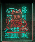 Sushi Cat Neon Sign Dope Neon Light For Sushi Bar And Restaurant Wall Decor Handmade Retro LED Cat Chef Sign Light Up Art