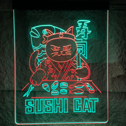 Sushi Cat Neon Sign Dope Neon Light For Sushi Bar And Restaurant Wall Decor Handmade Retro LED Cat Chef Sign Light Up Art