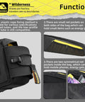 Top Tube Bike Bag Waterproof Front Frame Organizer 2.1L with dual side mesh pockets, black, shown with zipper detail and pockets