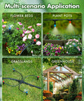 All In One Drip Irrigation Kit For Garden And Greenhouse With One Half And One Quarter Inch Tubing, multi-application setup.