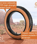 Two Pack 20x4.0 Fat Bike Tires And Tubes Puncture Resistant Folding Tire Sets 102406 with skin-tone sidewalls and all-terrain tread
