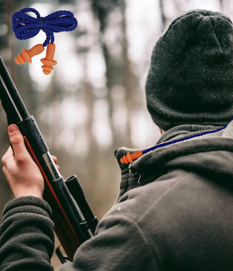 Corded Silicone Reusable Ear Plugs For Maximum Hearing Protection At The Gun Range And Everyday Noisy Jobs, man hunting