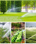 Two Pack One Inch Agricultural Irrigation Sprinkler With Spray Gun Heads Built For Heavy Duty Farm And Garden Tasks Featuring Wide Radius Coverage in a lush garden.