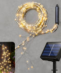Outdoor Solar Fairy String Lights Watering Can Waterfall Effect 9 Strands Of 180 LEDs Waterproof Warm White Garden Decor