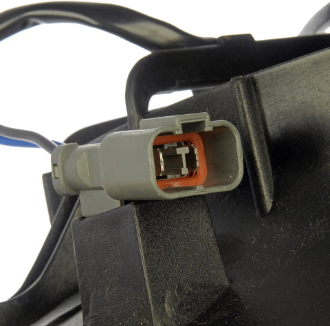 OEM Style Engine Cooling Fan Assembly Direct Plug In Design harness connection view for quick radiator cooling.