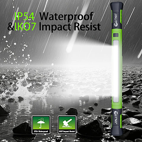 Magnetic 3000LM Rechargeable LED Work Light Bar With 5200mAh Battery under rain showcasing waterproof feature