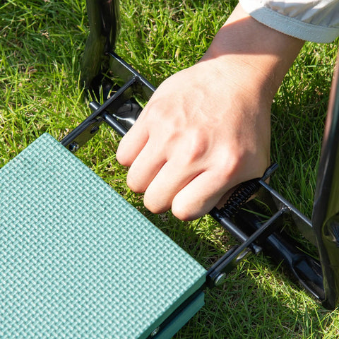 Hand folding Thick Padded Garden Kneeler And Seat Bench For Easy Weeding Foldable Garden Stool That Supports Knees And Back Lightweight Green Pad