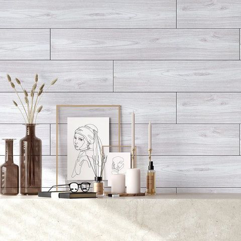 Coastal White Wood Grain Peel And Stick Vinyl Flooring Planks 6x36 In Waterproof Self Adhesive Floor Tiles Easy Install Decor