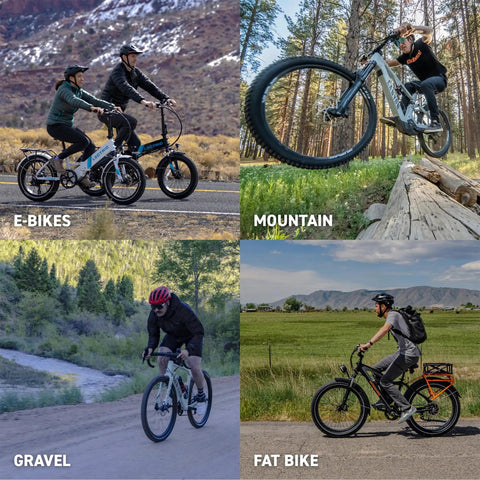 Puncture Proof Bike Tire Insert For Fat Tires And E Bike Rides No Flats 26 Inch By 1.95 To 2.5 Inches Foam Liner with various bike types.