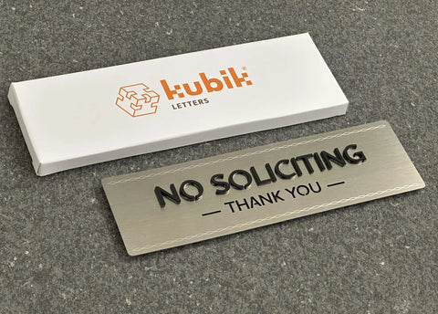 No Soliciting Sign For Front Door And Home With Raised Letters Contemporary Stainless 304 Design And Ultra Strong 3M Adhesive Tapes