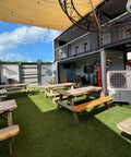 Slash The Sweltering Heat With This Heavy Duty Evaporative Swamp Cooler Featuring A 32 Gallon Tank Variable Speeds And A Massive 4500 Cfm To Keep Your 1200 Square Feet Patio Barn Or Restaurant Cool in a vibrant outdoor setting.