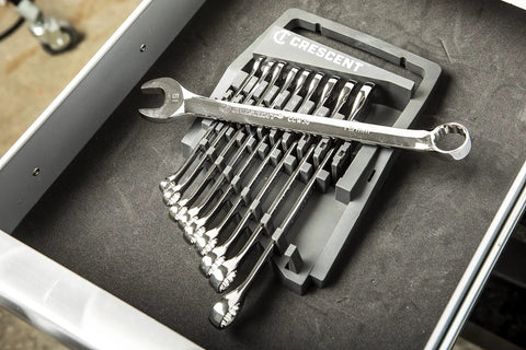 10 Piece 12 Point Metric Combination Wrench Set With Off Corner Loading For Maximum Grip, Beefy Chrome Alloy Steel Build, Sizes Stamped