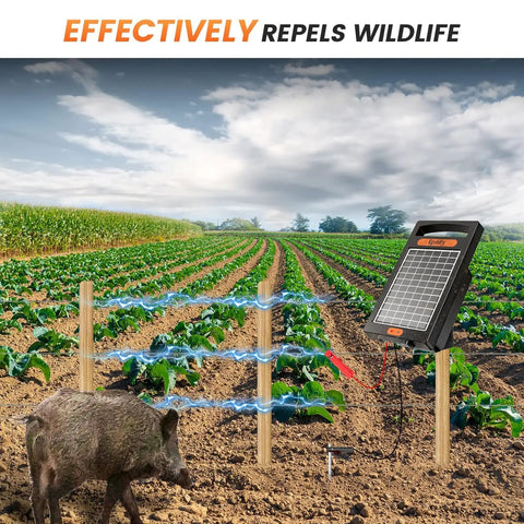 All Day Solar Electric Fence Charger Delivers 0.18 Joule Pulse For Up To 10 Miles Of Fence, Portable Solar Energizer on farmland