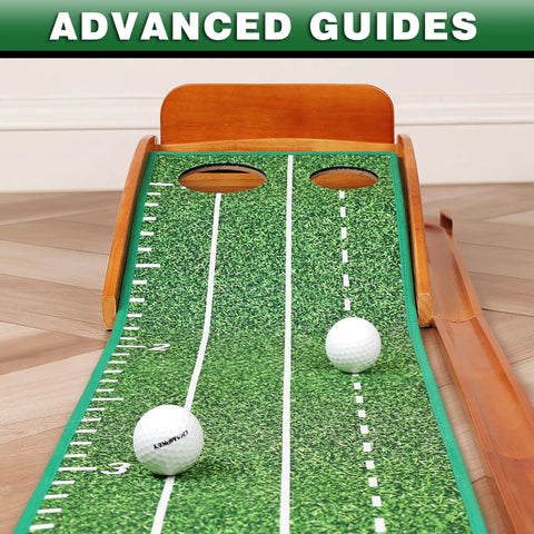 Indoor And Outdoor Golf Putting Green Mat With Three Gates And Two Holes Small Medium Large Ball Return Channels And Training Guides