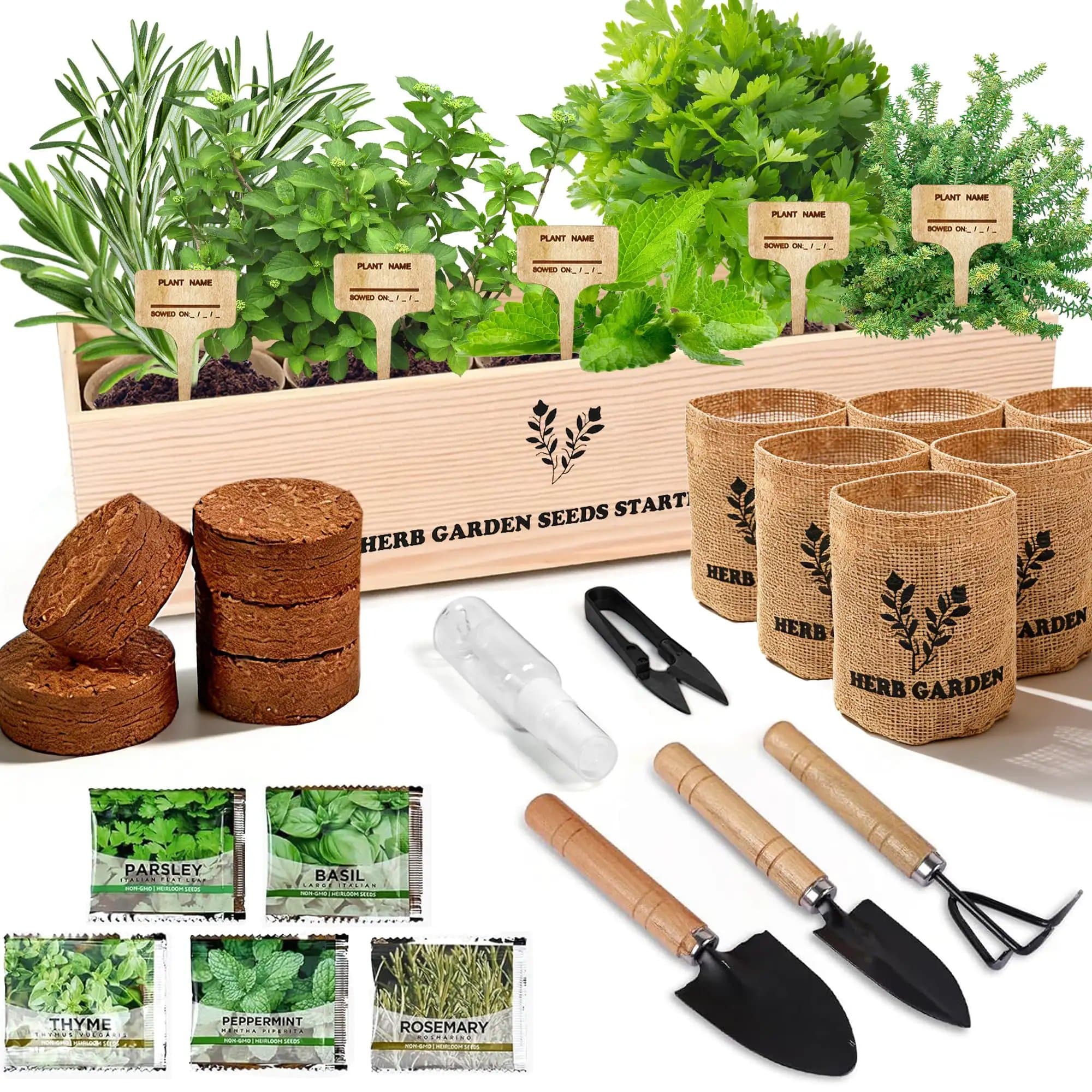 Indoor Herb Garden Starter Kit All-In-One Gift ✓